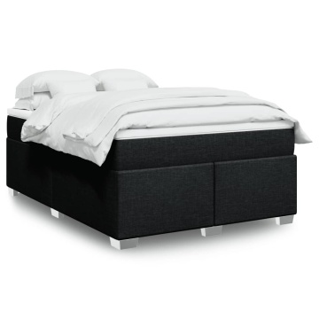 Pat box spring cu saltea, negru, 160x200 cm, textil - Img 1