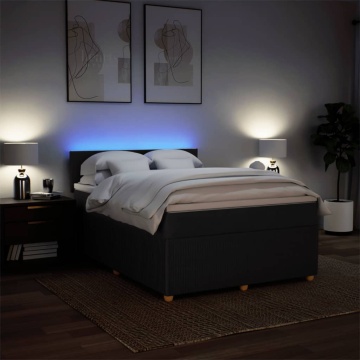Pat box spring cu saltea, negru, 160x200 cm, textil - Img 8
