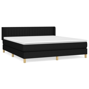Pat box spring cu saltea, negru, 160x200 cm, textil - Img 2