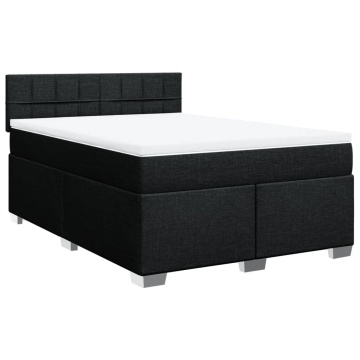 Pat box spring cu saltea, negru, 160x200 cm, textil - Img 3