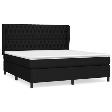 Pat box spring cu saltea, negru, 180x200 cm, catifea - Img 2