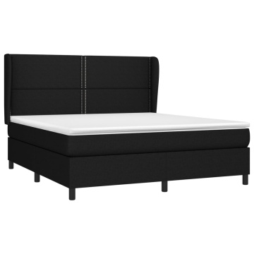 Pat box spring cu saltea, negru, 180x200 cm, catifea - Img 3