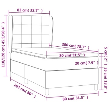 Pat box spring cu saltea, negru, 80x200 cm, textil - Img 6