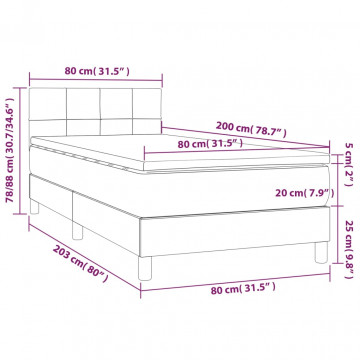 Pat box spring cu saltea, negru, 80x200 cm, textil - Img 6