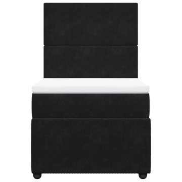 Pat box spring cu saltea, negru, 90x190 cm, catifea - Img 5
