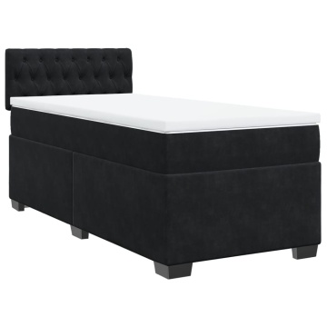 Pat box spring cu saltea, negru, 90x190 cm, catifea - Img 2