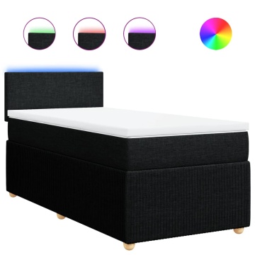 Pat box spring cu saltea, negru, 90x190 cm, textil - Img 2