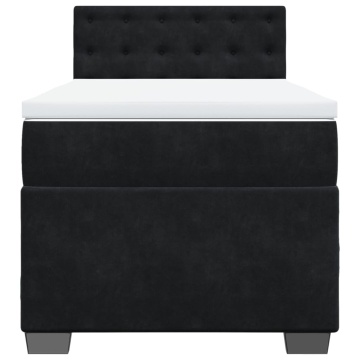 Pat box spring cu saltea, negru, 90x200 cm, catifea - Img 5
