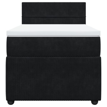 Pat box spring cu saltea, negru, 90x200 cm, catifea - Img 5