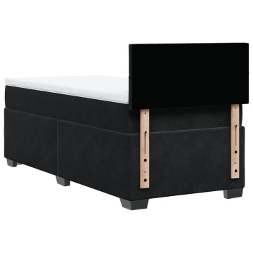 Pat box spring cu saltea, negru, 90x200 cm, catifea - Img 7