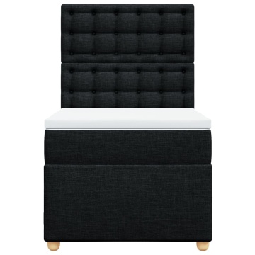 Pat box spring cu saltea, negru, 90x200 cm, textil - Img 4