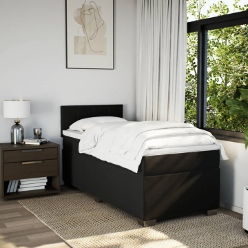 Pat box spring cu saltea, negru, 90x200 cm, textil - Img 4