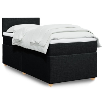 Pat box spring cu saltea, negru, 90x200 cm, textil - Img 1