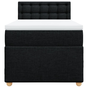 Pat box spring cu saltea, negru, 90x200 cm, textil - Img 4