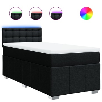 Pat box spring cu saltea, negru, 90x200 cm, textil - Img 2