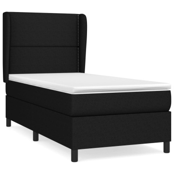 Pat box spring cu saltea, negru, 90x200 cm, textil - Img 2