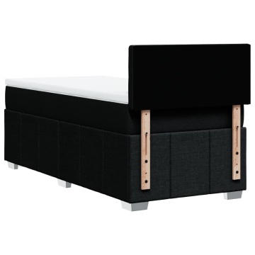Pat box spring cu saltea, negru, 90x200 cm, textil - Img 5