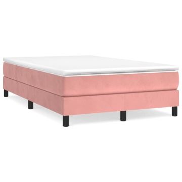 Pat box spring cu saltea, roz, 120x200 cm, catifea - Img 2