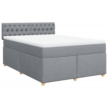 Pat continental cu saltea, gri deschis, 160x200 cm, textil - Img 2