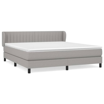 Pat continental cu saltea, gri deschis, 160x200 cm, textil - Img 2