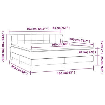 Pat continental cu saltea, gri închis, 160x200 cm, țesătură - Img 6
