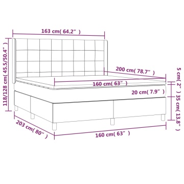 Pat continental cu saltea, gri închis, 160x200 cm, țesătură - Img 6