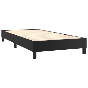 Pat continental cu saltea & LED, negru, 80x200 cm, piele eco - Img 8
