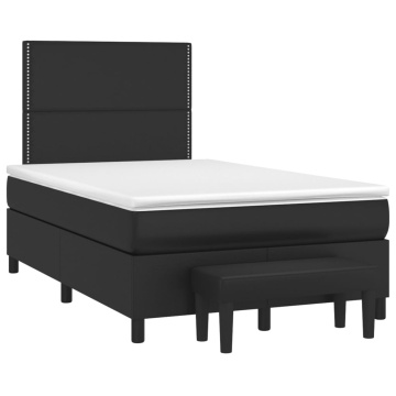 Pat continental cu saltea, negru, 120x200 cm, piele ecologică - Img 3
