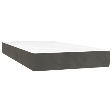 Pat continental cu saltea și LED, gri închis, 80x200 cm catifea - Img 5