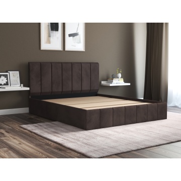Pat Cozy cu saltea, 160x200 cm, maro, suport saltea din PAL - Img 3