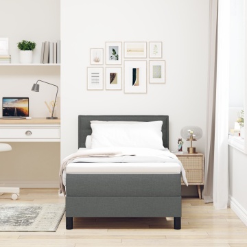 Pat cu arcuri boxă și saltea Gri închis 90x200 cm Fabricat - Img 4