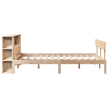 Pat cu bibliotecă fără saltea, 120x190 cm, lemn masiv de pin - Img 6