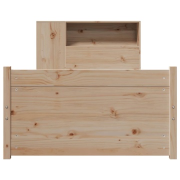 Pat cu bibliotecă fără saltea, 75x190 cm, lemn masiv de pin - Img 4