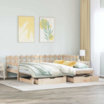Pat de zi cu extensie și sertare fără saltea, 80x200 cm - Img 1