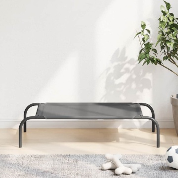Pat înălțat pentru câini gri 90x50x20 cm Textilenă și oțel - Img 1