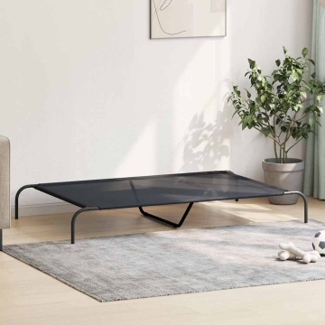 Pat înălțat pentru câini negru 150x90x20 cm Textilenă și oțel - Img 3