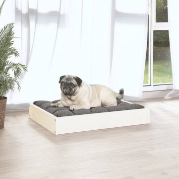 Pat pentru câini, alb, 61,5x49x9 cm, lemn masiv de pin - Img 8