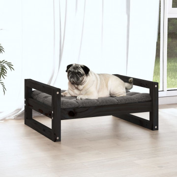 Pat pentru câini, negru, 65,5x50,5x28 cm, lemn masiv de pin - Img 3