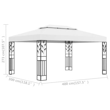 Pavilion cu acoperiș dublu, alb, 3 x 4 m - Img 9