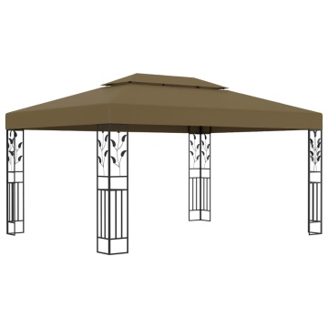 Pavilion cu acoperiș dublu & lumini LED, gri taupe, 3x4m - Img 3