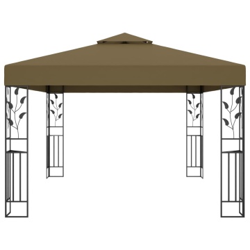 Pavilion cu acoperiș dublu & lumini LED, gri taupe, 3x4m - Img 8
