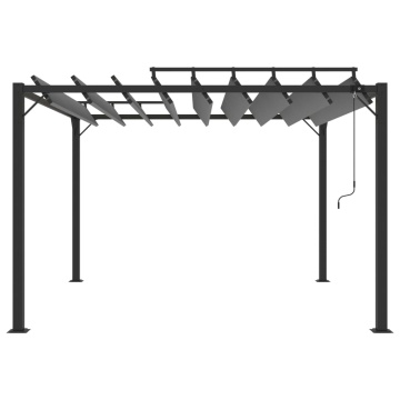 Pavilion cu acoperiș jaluzea antracit 3x3 m țesătură&aluminiu - Img 3