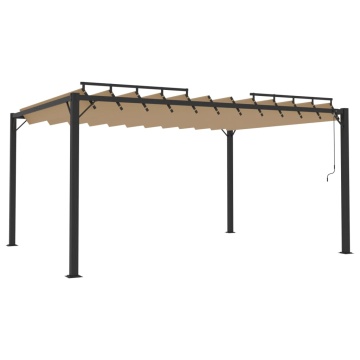 Pavilion cu acoperiș jaluzea gri taupe 3x4 m țesătură&aluminiu - Img 2