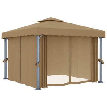 Pavilion cu perdea, gri taupe, 3x3 m, aluminiu - Img 2