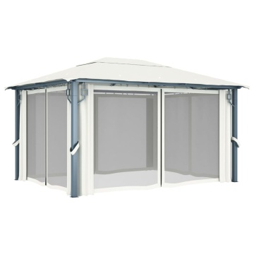 Pavilion cu perdele, crem, 400 x 300 cm, aluminiu - Img 4