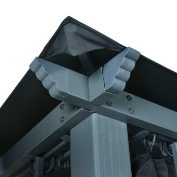 Pavilion cu perdele & șiruri lumini LED antracit 3x3 m aluminiu - Img 6