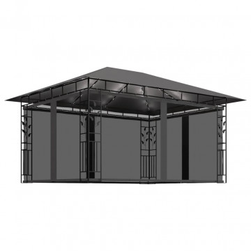 Pavilion cu plasă anti-țânțari&lumini LED, antracit, 4x3x2,73 m - Img 2