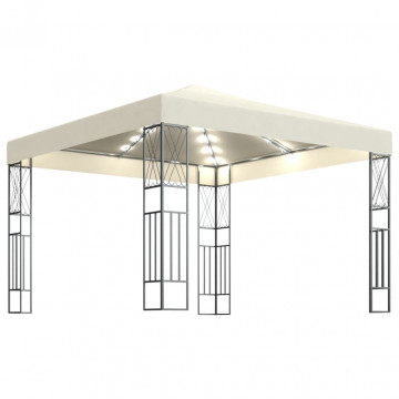 Pavilion cu șir de lumini, crem, 3x3 m, material textil - Img 2