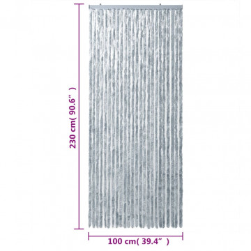 Perdea pentru insecte, alb și gri, 100x230 cm, chenille - Img 7