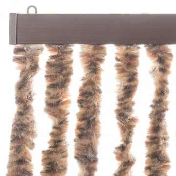 Perdea pentru insecte, bej și maro închis, 90x220 cm, chenille - Img 4